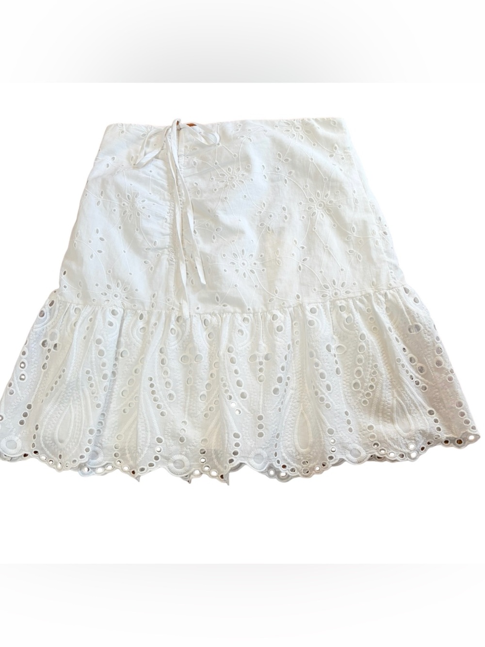 Jennifer & Grace 100% Organic Cotton White Eyelet Mini Skirt NWT - Size S